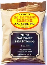 Blend # 10 Legg's Old Plantation PORK SAUSAGE SEASONING 8 oz Bag No 25 A C LEGG