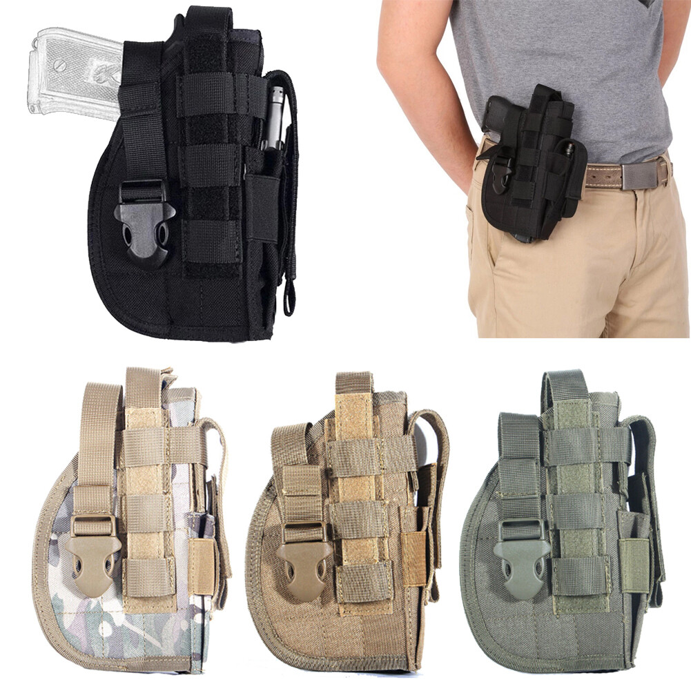 Tactical Molle Gun Pistol Holster Military Hunting Magazine Pouch Right Hand Bag