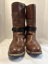 Clark's Volara Melody Rust Leather Strappy Boots Biker Women's Size 10M