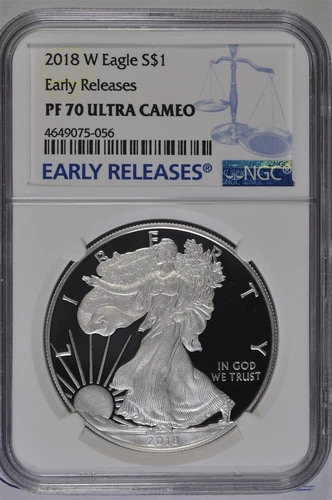 2018 W 1oz Silver Eagle NGC PF70 UCAM - Early Releases - Blue Label