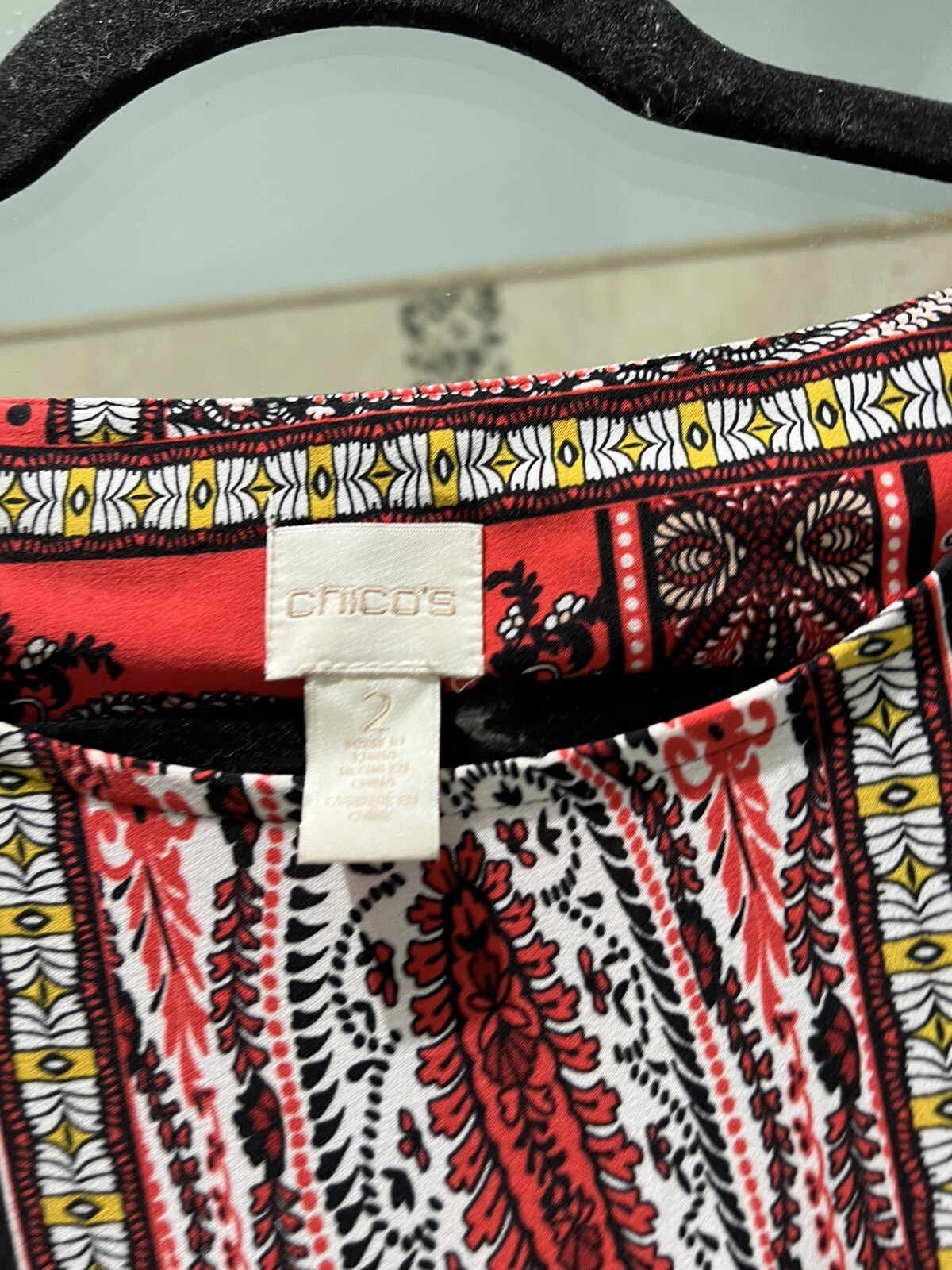 Chico’s Multicolored Stretch Flare Long Sleeve Bl… - image 3