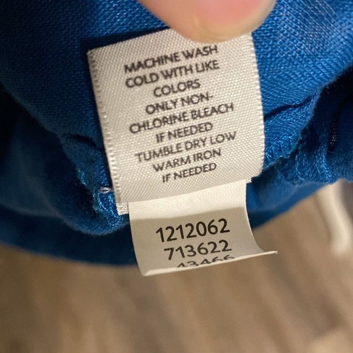 J. Jill 100% Linen V Neck Ruffle Pleated Front 3/4 Sleeve Blouse Women's Large - Bild 12 von 12