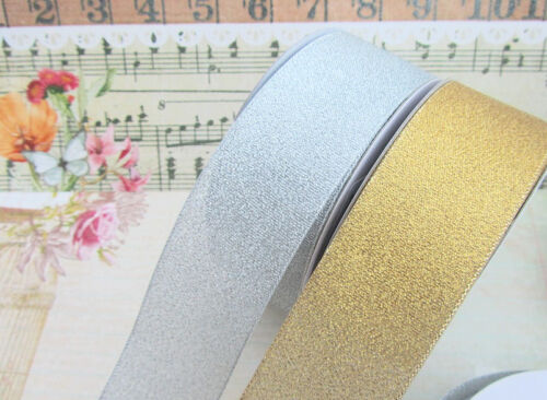 33 yards Metallic Taffeta 1.5" Holiday Gift Ribbon/Craft/Bow R75-15-Gold/Silver - Picture 1 of 4