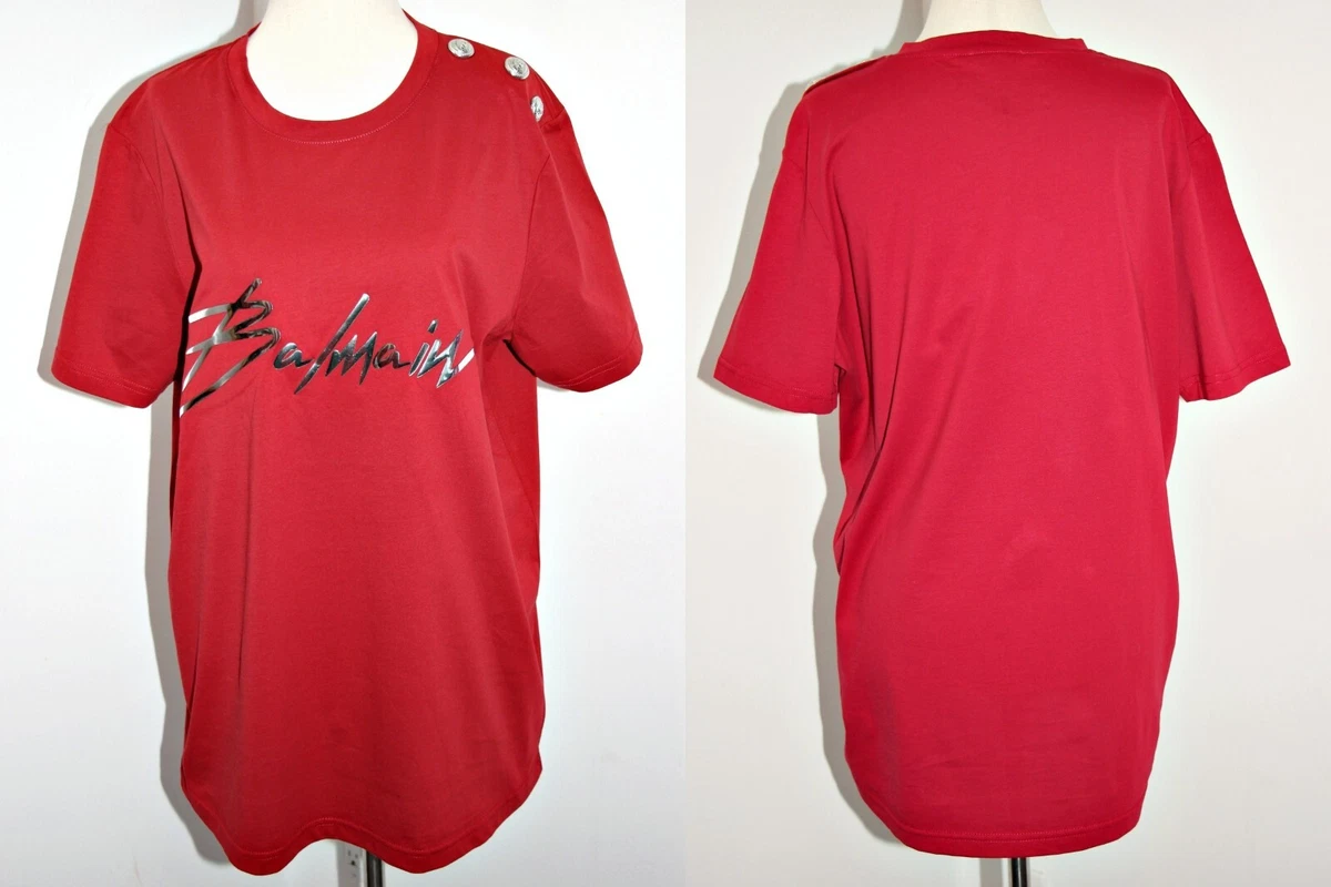 Kejserlig resultat Smitsom sygdom BALMAIN Auth Silver Tone 3-button Shoulder Front Logo Red Cotton T-Shirt sz XL | eBay Kejserlig resultat Smitsom sygdom BALMAIN Auth Silver Tone 3-button Shoulder Front Logo Red Cotton T-Shirt sz XL | eBay
