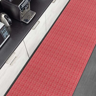 Küchenteppich pflegeleicht Premium Läufer waschbar Flechtoptik Rot 65cm