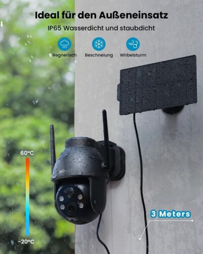 ieGeek 2K 3MP Cámara de Vigilancia Exterior Solar, 360° PTZ Cámara de Vigilancia 2.4G - Imagen 2 de 9