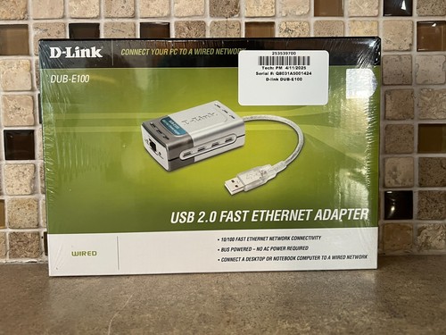 D-LINK USB 2.0 FAST ETHERNET ADAPTER DUB-100 - WITH BOX, DISK, AND MANUAL