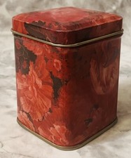 Vintage Horner Floral Tin Box w/ Lid – Red Roses, Mid-Century Small Storage Engl