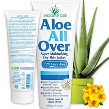 Aloe All Over Therapeutic Dry Skin Lotion 8 Ounce Tube with 72% UltraAloe