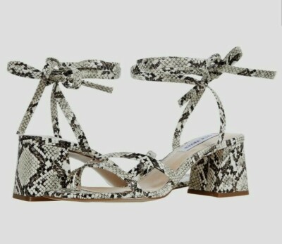 WOMEN'S STEVE MADDEN MYLAH SANDALS, SNAKE PATTERN, ANKLE WRAP SIZE NWOB 