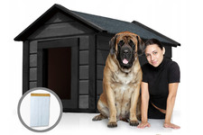 XXL Hundehütte Holz Hundehaus Massiv Echtholz Isolierte Wetterfest Ebenholz