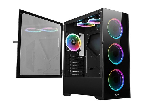 Bgears b-Voguish-RGB Black Steel / Tempered Glass ATX Mid Tower Computer Case wi - Picture 6 of 12
