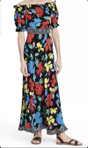 Maxi Vestido para Mujer RIXO X Target Negro Floral Fuera del Hombro Mangas Puff 6 Nuevo con Etiquetas - Imagen 3 de 12