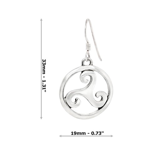 Triskele Celtic Knot Sterling Silver 925 Hook Earrings - Bild 5 von 6