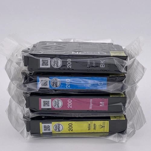 4 packNew Epson GENUINE 200 Black & 200 Color Ink Magenta Yellow Cyan, No Box
