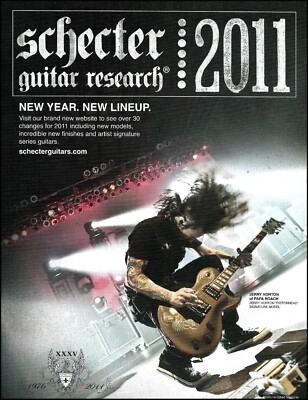 Papa Roach Jerry Horton Signature Schecter Gold Pistonhead Guitar ad print