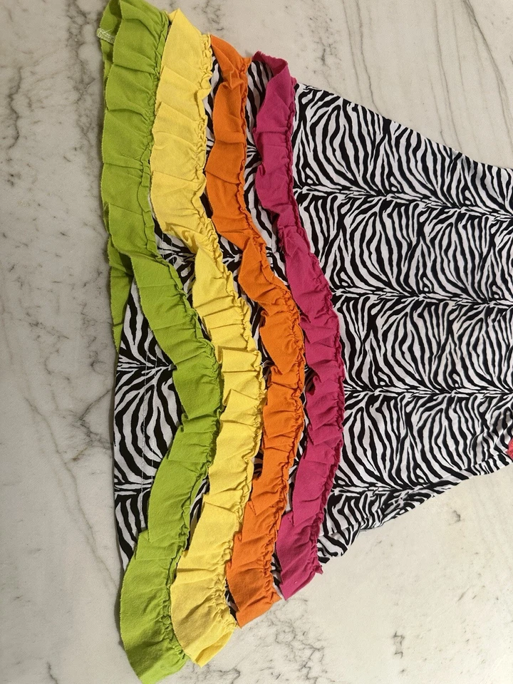 Boutique Peaches 'N Cream Girls Dress Size 2T Zebra Print w Multicolor Ruffles - Image 4 of 4