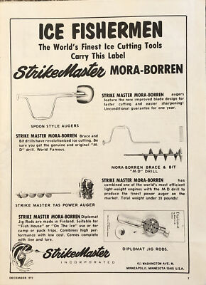 PRINT AD 1973 Strikemaster Minneapolis Mora Borren Auger Diplomat Rod Ice  Fish