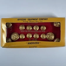 Officers Equipment Co Dress Blues Enlisted Uniform Gold Button Set Anodized