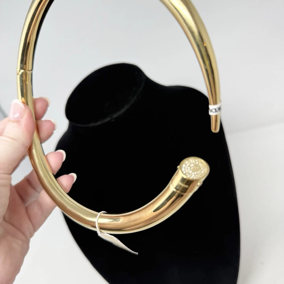 NUEVO CON ETIQUETAS Michael Kors Tono Dorado Pavé Cuerno Gargantilla Collar Envoltura Brillante Difícil de Encontrar MKJ4509710 Foto 3 de 4