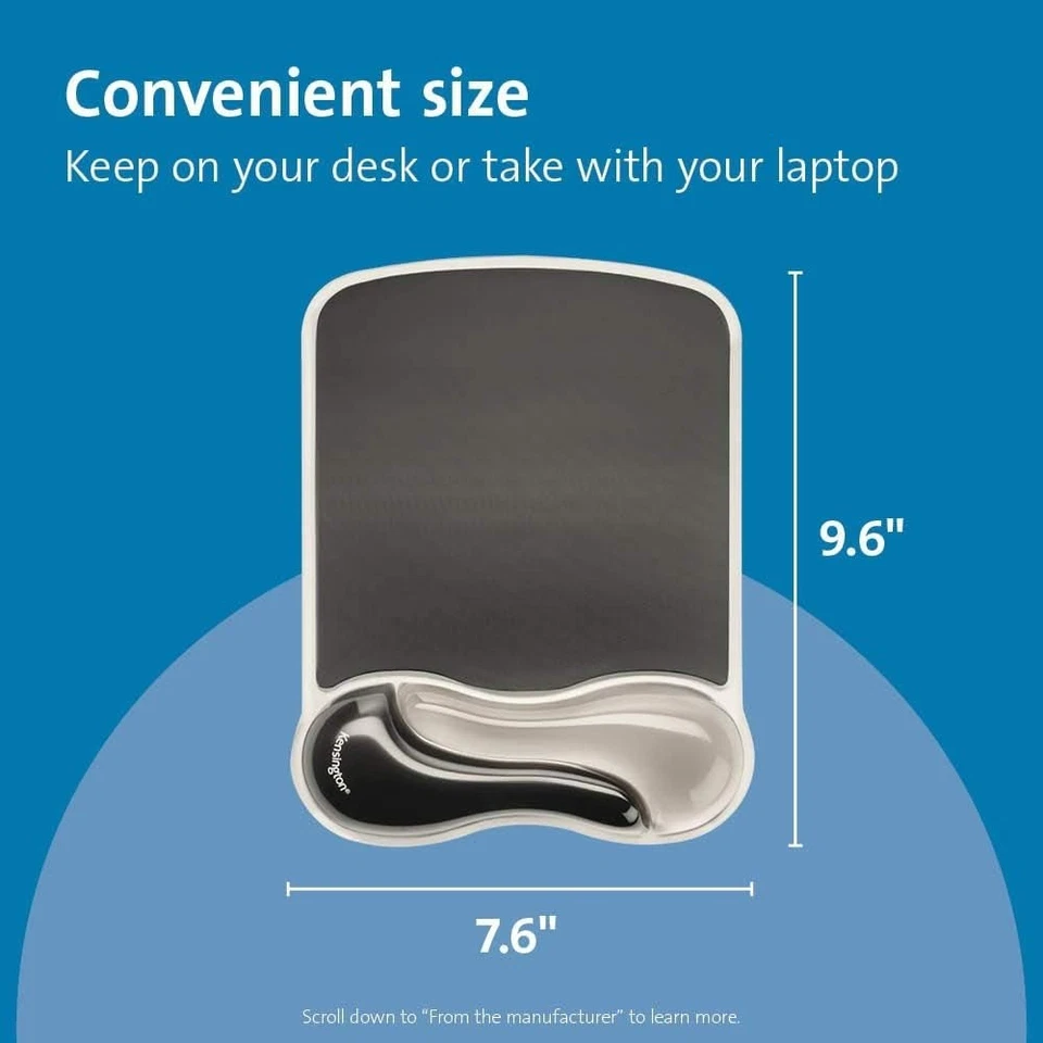 Duo Gel Mouse Pad with Wrist Rest Ergonomic Design Gray 9.6x7.6 Inches - Image 3 of 4