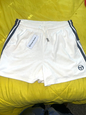 Sergio Tacchini Andy Velour Short White/Navy Striped Men s L Drawstring