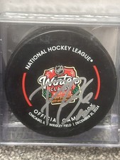 Philip Broberg signed St Louis Blues 2025 Winter Classic Game Puck w/cube