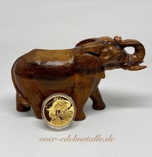 Kr&uuml;gerrand NATURA 2008  "THE ELEPHANT"  Wooden Figurine 1 oz Gold Proof