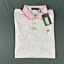 G/Fore G4 Golf Shirt Polo Chest Logo Floral Print Large Pink NWT MSRP 120