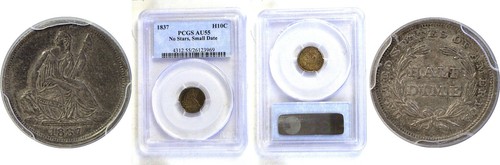 1837 H10C Seated Liberty Half Dime PCGS AU-55