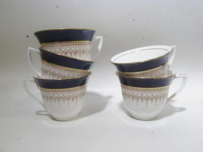 Old Royal Worcester Bone China Regency Cobalt Blue 6 Demitasse Cups Only