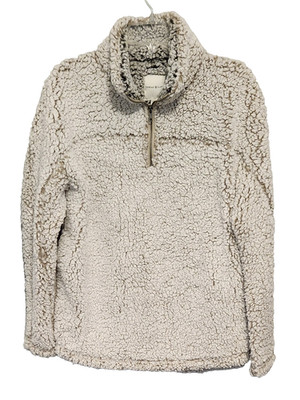 NWT Thread & Supply Teddy Sherpa 1/4 Zip Pullover Sweatshirt Oatmeal Women's M 