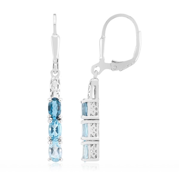 Cavill Silberohrringe Damen 1,485Ct Blauer Topas Oval Rhodiniert 925-image