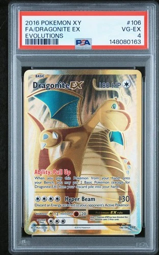 2016 POKEMON XY EVOLUTIONS #106 FULL ART/DRAGONITE EX PSA 4
