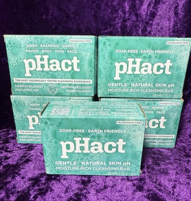 pHact Soap Free Moisturizing Cleansing Bar LOT 5 4.25 oz WASH SHAMPOO SHAVE FACE