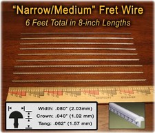Narrow/Medium Nickel-Silver Fret Wire for Banjos, Dulcimers  More - Six Feet