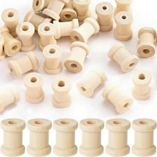 25pcs Wooden Spools of Crafts, Mini Empty Natural Wood Thread Spools, Unfinished