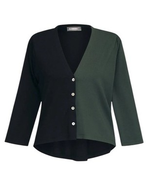 Alembika Two Tone Color Block Green Black Crop Cardigan Lagenlook NWT Size Small