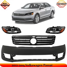 Front Bumper Cover Fascia & Grille Assembly Kit For 2012-2015 Volkswagen Passat