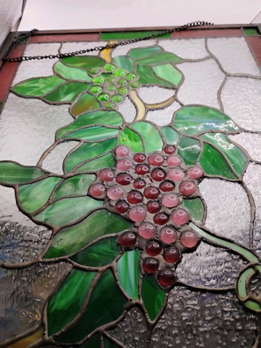 Große handgefertigte LAAR Buntglas hängende Weinrebe 21" x 13,5" Tiffany Stil - Bild 2 von 4