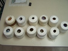 Size 10 White and Off White Crochet Thread -Lot of 11 - various companies