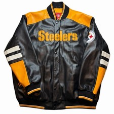 Vintage NFL Pittsburgh Steelers Logo Faux Leather Jacket Men's Size Men  s XXL