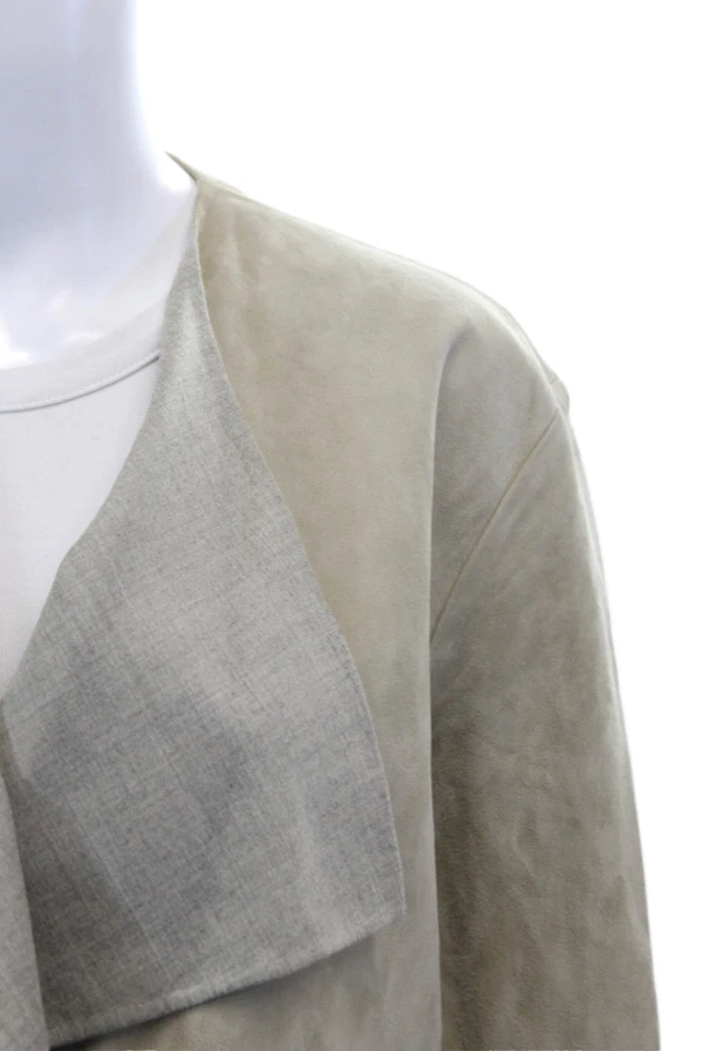 Blazer Ralph Lauren Etiqueta Púrpura Mujer Gamuza Cordero Frente Abierto Beige Talla 10 Foto 2 de 4