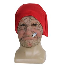 Funny Smoking Granny Latex Mask Old Nana Grandma Halloween Costume Party Prop