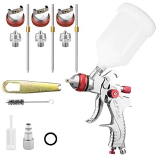 Hvlp Spray Gun Set Gravity Feed Air Spray Gun W/1.3/1.5/1.8mm Nozzles 20oz 600cc