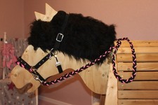 Shetty Trense REITHALFTER ZÜGEL Holzpferd Shetland Pony Sidepull gebisslos