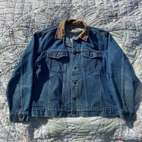 Wrangler, Vintage Wrangler M-159 Denim Jacket Brown Corduroy Collar Size XLMade In USA