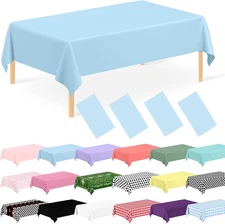 4 Pack Light Blue Tablecloth Disposable Baby Blue Table Covers 54" x 108" Blue P