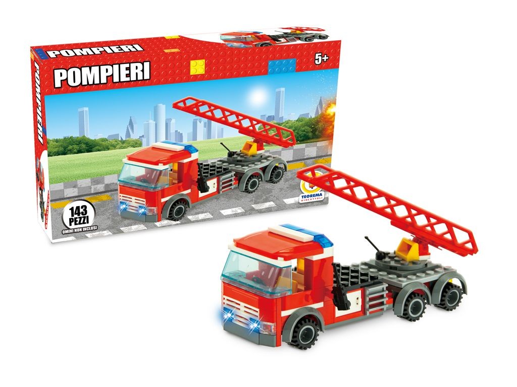 Gadget - Teorema: Costruzioni Click Clack Pompieri 143Pz - Box - Teorema