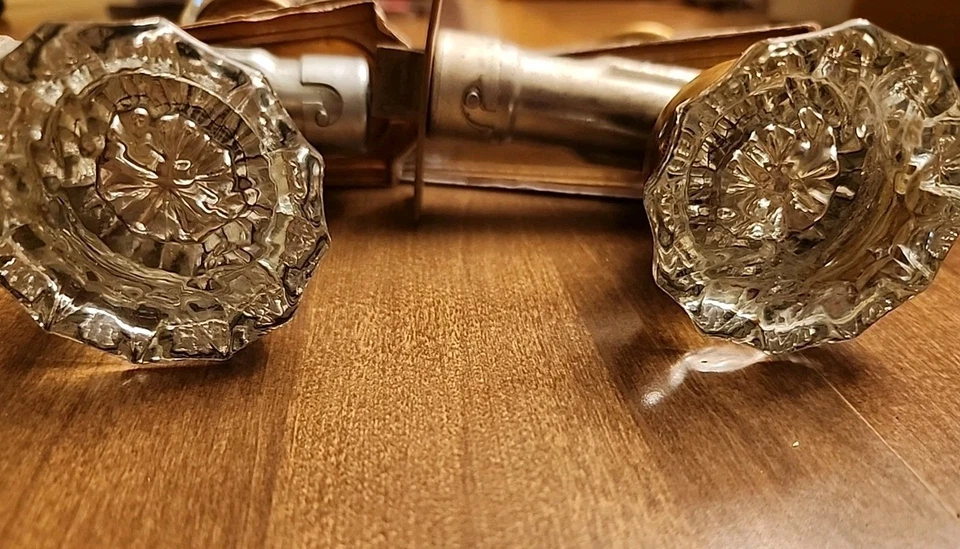 National Brass Company Passage dos juegos pomos de puerta placas pestillo Dexter fecha 1928 Foto 2 de 4